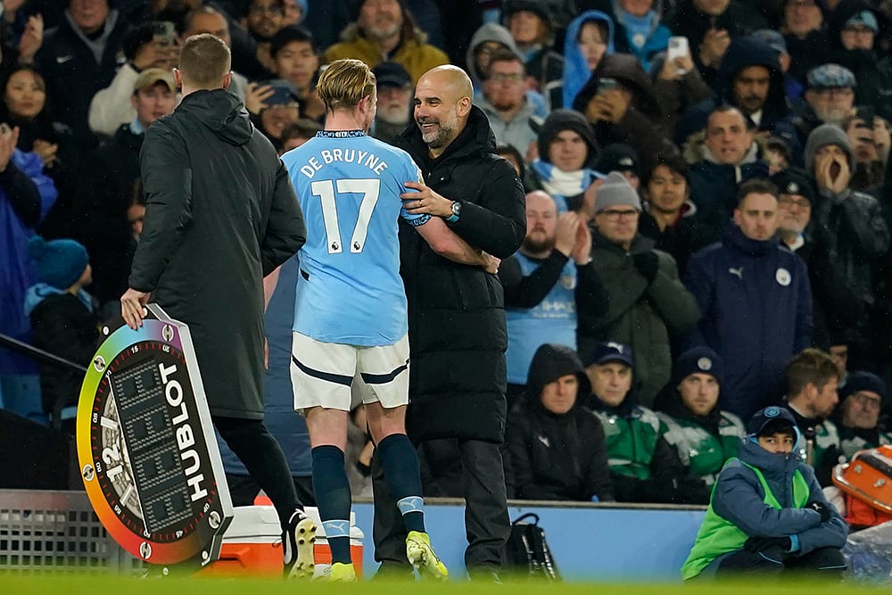 English Premier League soccer Manchester City vs Nottingham Forest football gallery: Pep Guardiola
