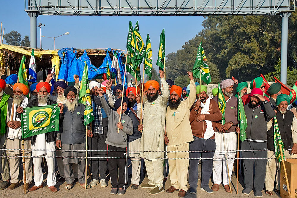 Farmers at Shambhu border before march