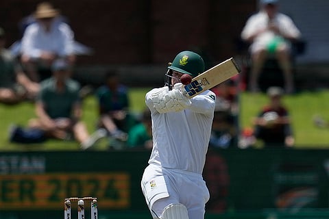 RSA Vs SL, 2nd Test Day 1: South Africa's Ryan Rickelton plays a high ball 