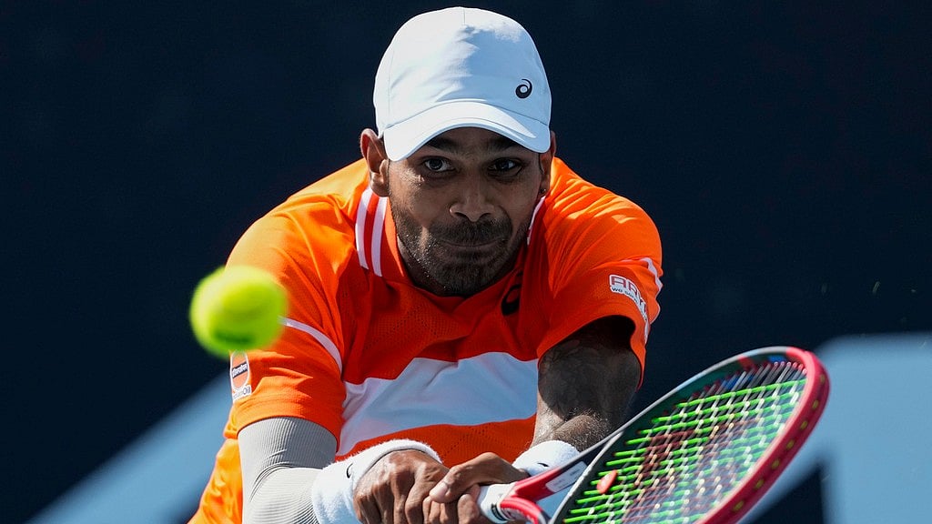 AP : File photo of Sumit Nagal in action at Australian Open 2024.