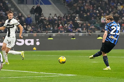 Italy Serie A 2024-25: Inter Milan's Nicolo Barella scores