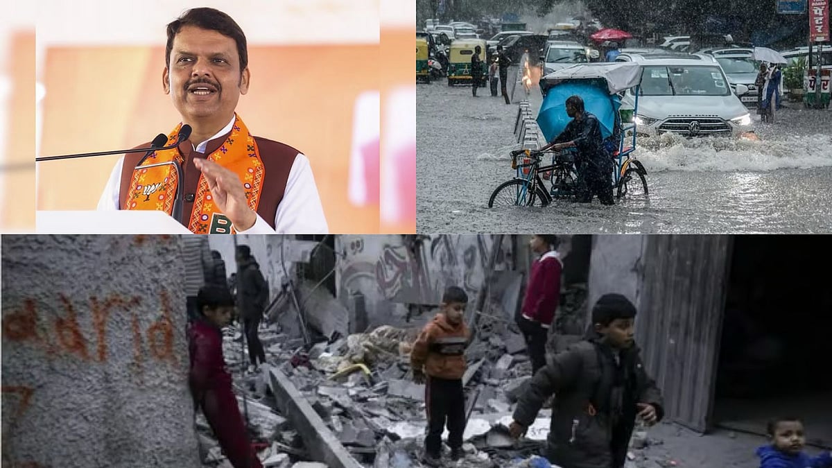 PTI/AP : News Wrap (Clockwise): Maha CM Devendra Fadnavis, Weather Updates, West Asia Updates