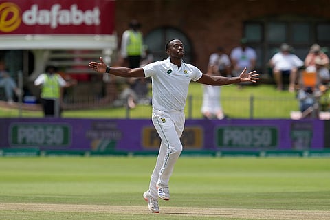 RSA Vs SL 2nd Test Day 2: South Africa's Kagiso Rabada celebrates after dismissing Sri Lanka's Dimuth Karunaratne