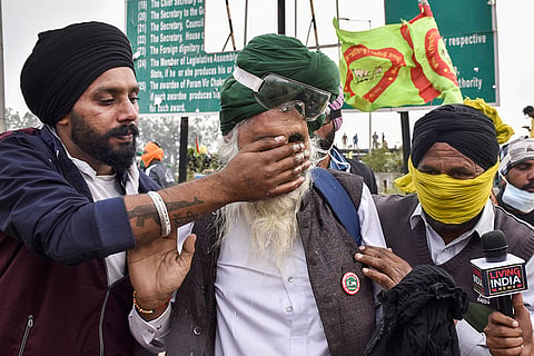 Farmers protest at Shambhu border