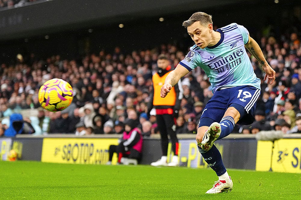 English Premier League soccer Fulham and Arsenal football match Pics: Leandro Trossard