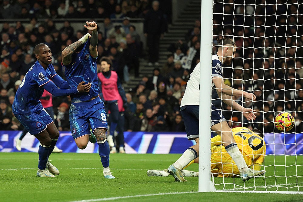 English Premier League soccer Tottenham Hotspur Vs Chelsea football match Pics: Enzo Fernandez