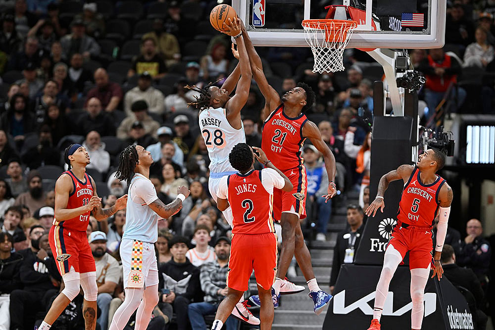NBA San Antonio Spurs vs New Orleans Pelicans Basketball match Pics: Charles Bassey