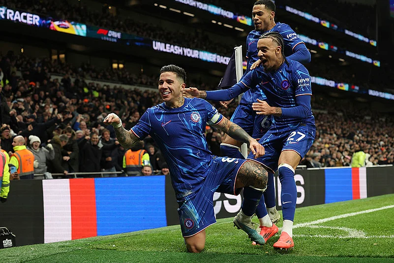 English Premier League soccer Tottenham Hotspur Vs Chelsea football match Pics: Enzo Fernandez