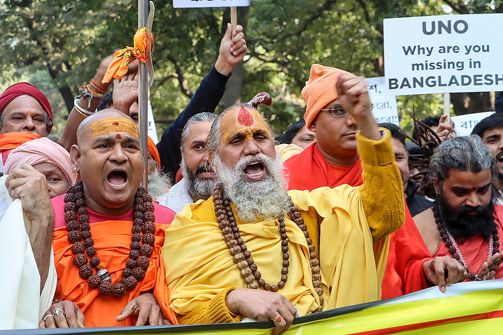Protest in New Delhi against atrocities on Hindus in Bangladesh