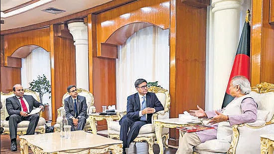 PTI : Foreign secretary Vikram Misri with Chief Adviser to Bangladesh Interim government Muhammad Yunus 