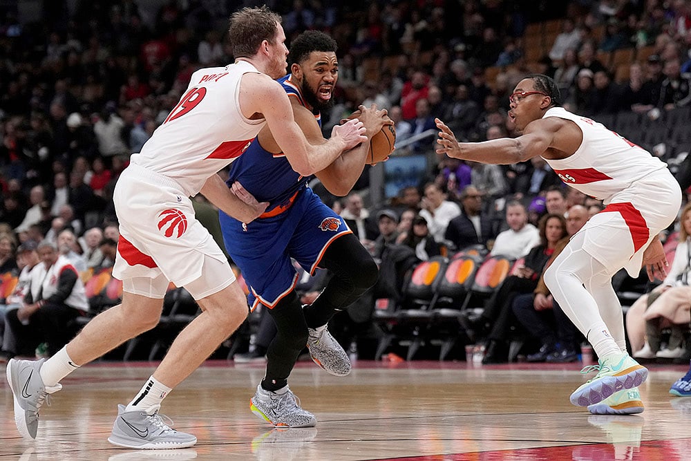 NBA New York Knicks vs Toronto Raptors basketball game photos: Karl-Anthony Towns