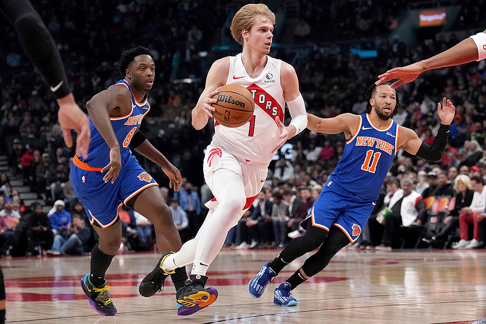 NBA New York Knicks vs Toronto Raptors basketball game photos: Gradey Dick
