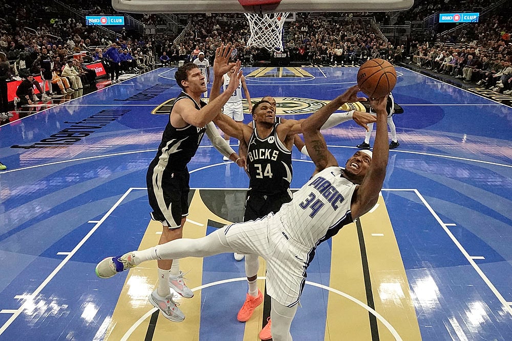 NBA cup tournament quarterfinals Milwaukee Bucks Vs Orlando Magic basketball game: Wendell Carter Jr