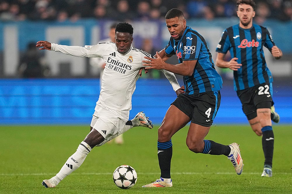 UEFA Champions League soccer Atalanta vs Real Madrid football match pics: Vinicius Junior