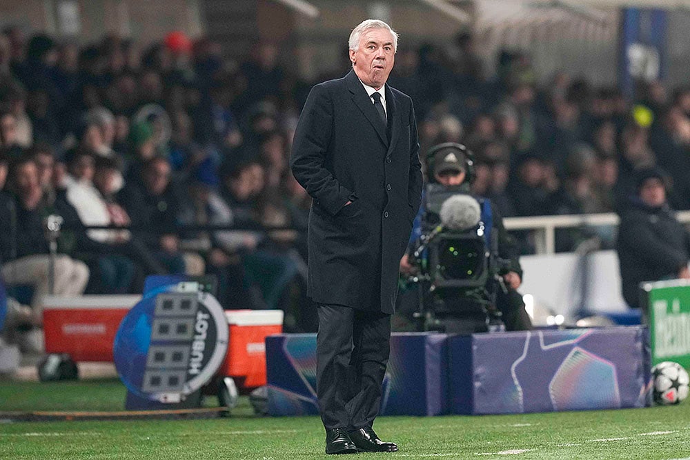 UEFA Champions League soccer Atalanta vs Real Madrid football match pics: Carlo Ancelotti