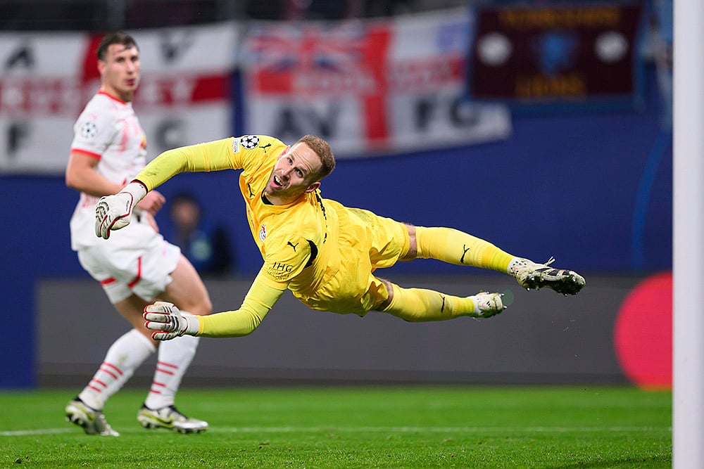 UEFA Champions League soccer RB Leipzig Vs Aston Villa football match pics: Peter Gulacsi
