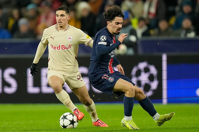 UEFA Champions League soccer PSG Vs FC Red Bull Salzburg football match pics: Vitinha
