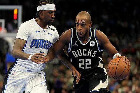 NBA Cup quarterfinals: Bucks' Khris Middleton tries to get past Magic's Kentavious Caldwell-Pope