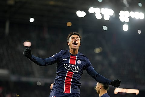 Champions League 2024-25: PSG's Desire Doue celebrates after scoring his side's 3rd goal 