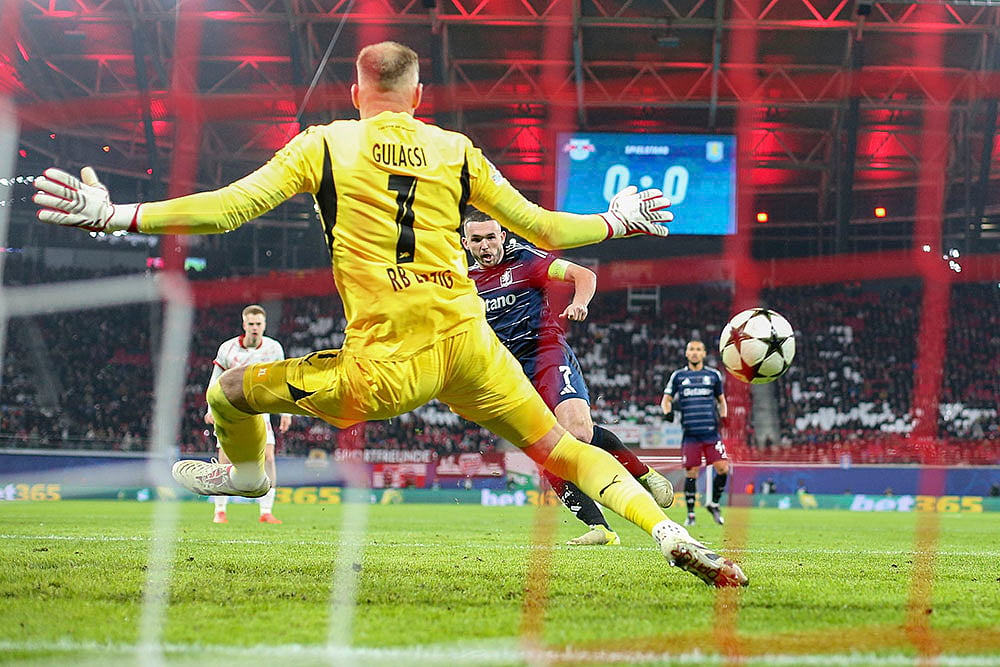 UEFA Champions League soccer RB Leipzig Vs Aston Villa football match pics: John McGinn