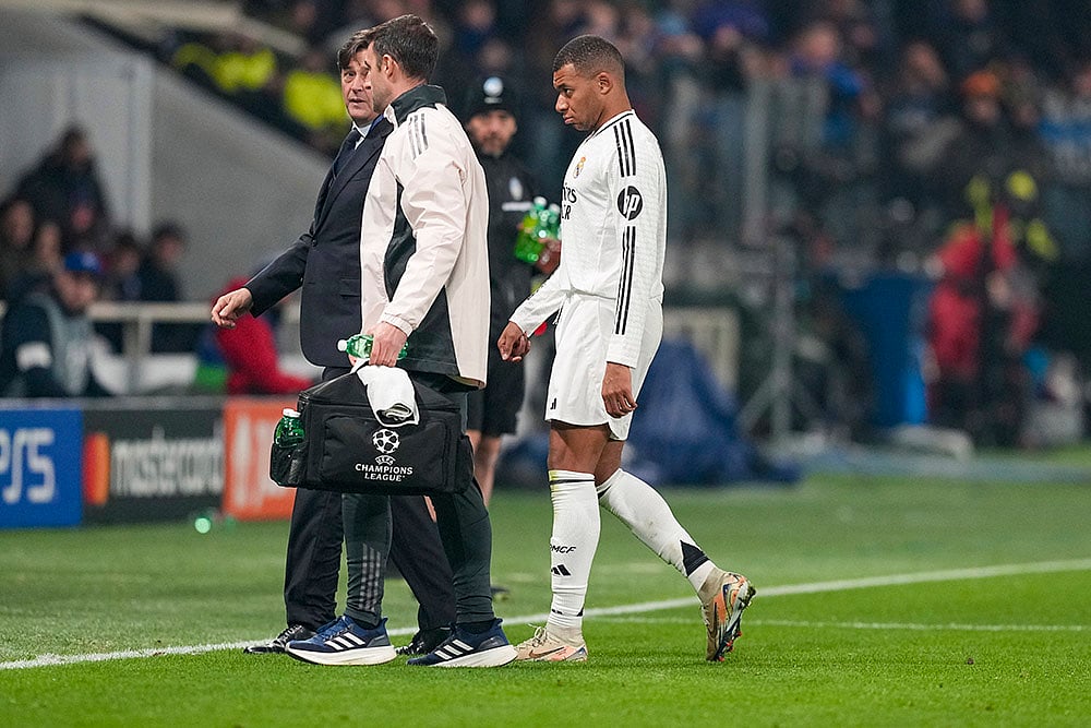 UEFA Champions League soccer Atalanta vs Real Madrid football match pics: Kylian Mbappe