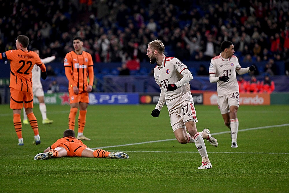 UEFA Champions League soccer Shakhtar Donetsk vs Bayern Munich football match pics: Konrad Laimer