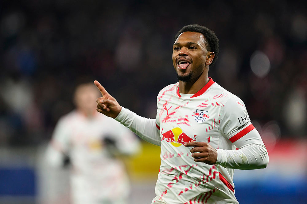 UEFA Champions League soccer RB Leipzig Vs Aston Villa football match pics: Lois Openda