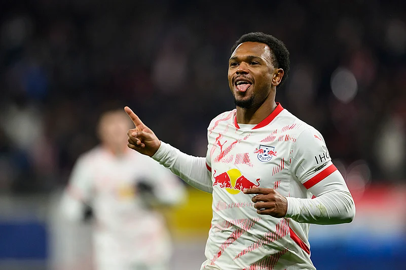 UEFA Champions League soccer RB Leipzig Vs Aston Villa football match pics: Lois Openda