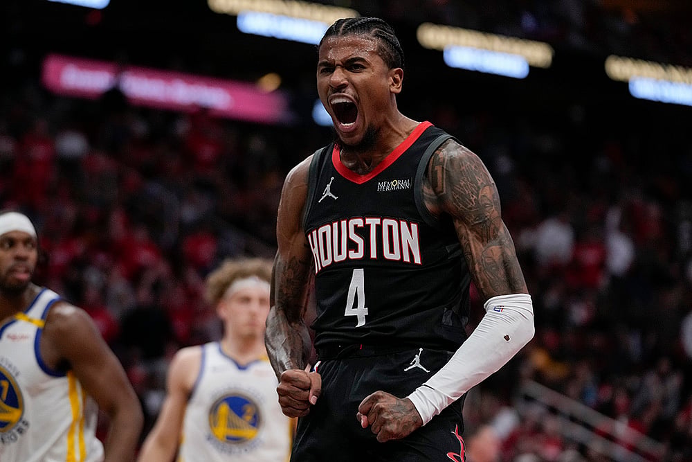 NBA Cup semifinals Houston Rockets vs Golden State Warriors basketball game pics:  Jalen Green