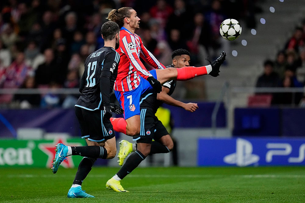 UEFA Champions League soccer Atletico Madrid and Slovan Bratislava photos: Antoine Griezmann