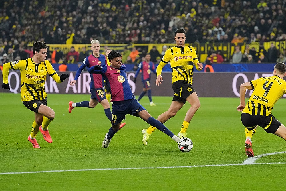 UEFA Champions League Borussia Dortmund and FC Barcelona football match photos: Lamine Yamal