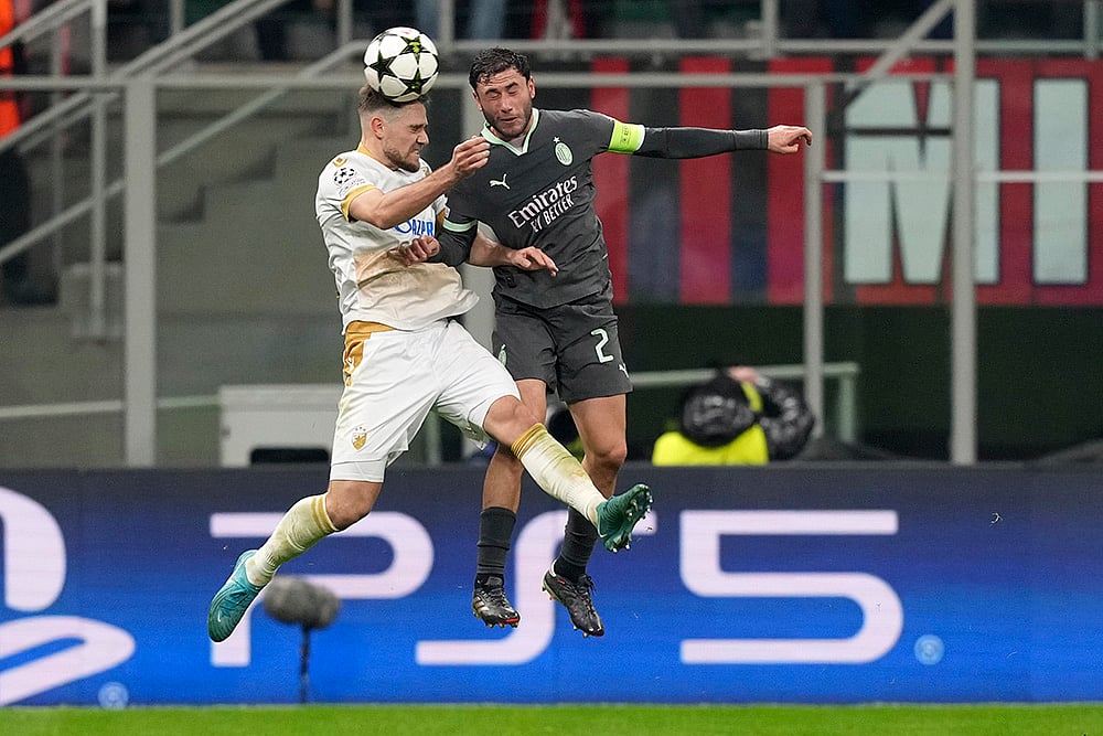 UEFA Champions League soccer AC Milan and Red Star Belgrade football match photos: Davide Calabria 