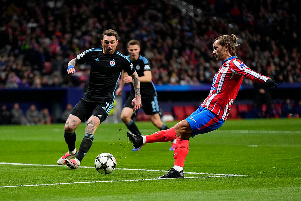 UEFA Champions League soccer Atletico Madrid and Slovan Bratislava photos: Antoine Griezmann