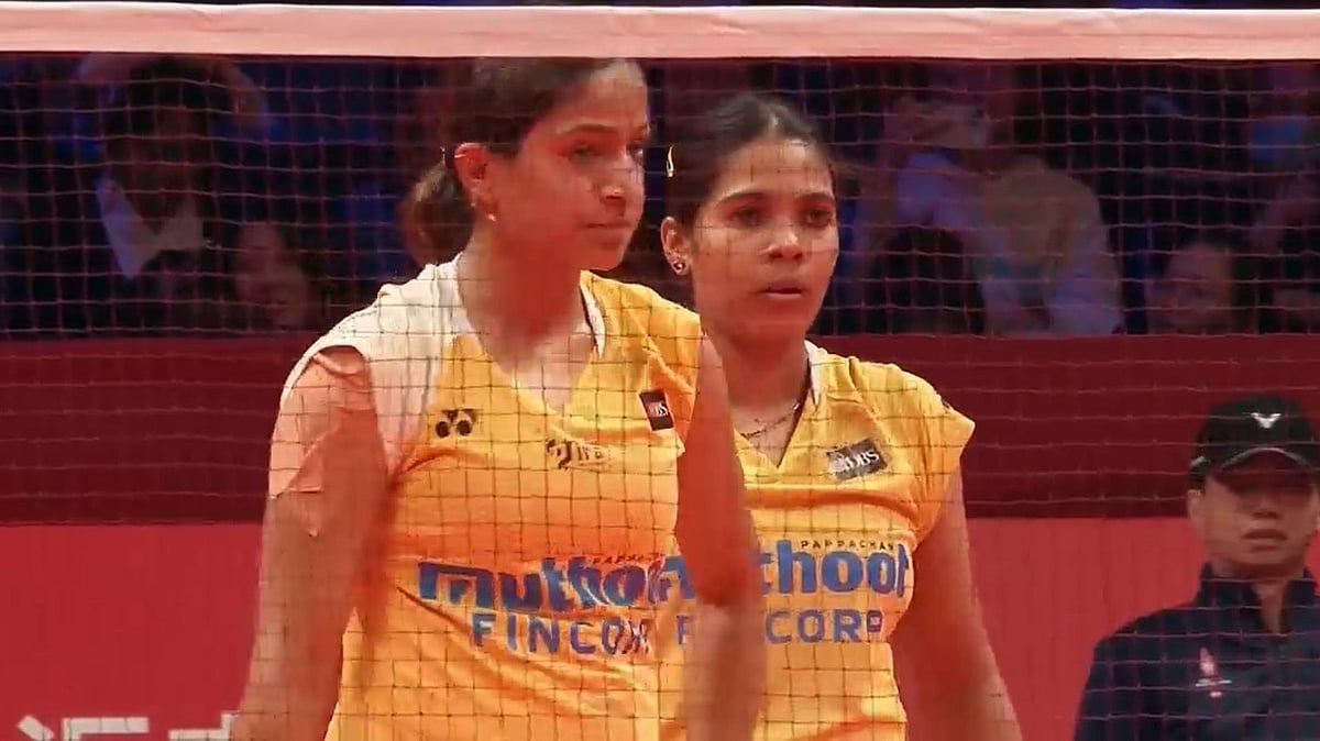 Screengrab : Treesa Jolly-Gayatri Gopichand pair in action at the BWF World Tour Finals.