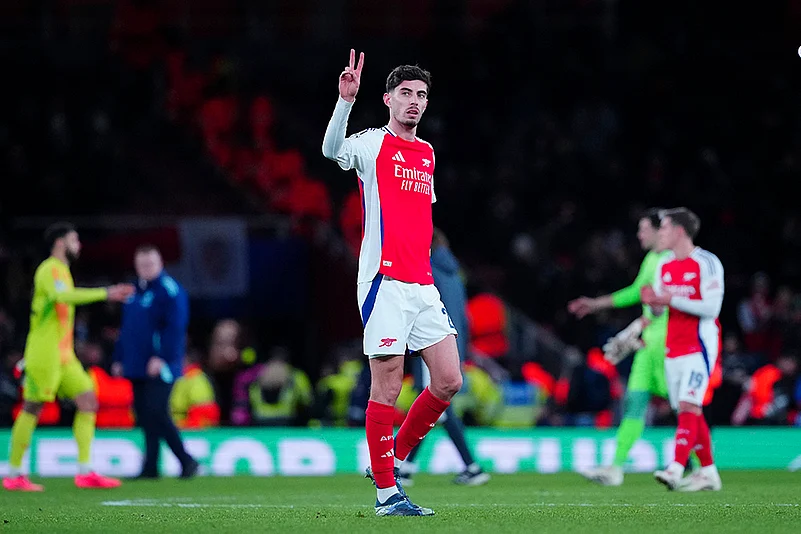 UEFA Champions League Soccer Arsenal vs Monaco football match photos: Kai Havertz
