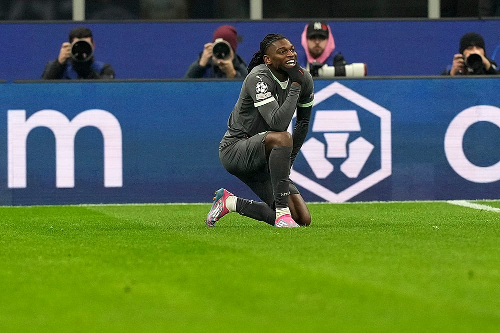 UEFA Champions League soccer AC Milan and Red Star Belgrade football match photos: Rafael Leao