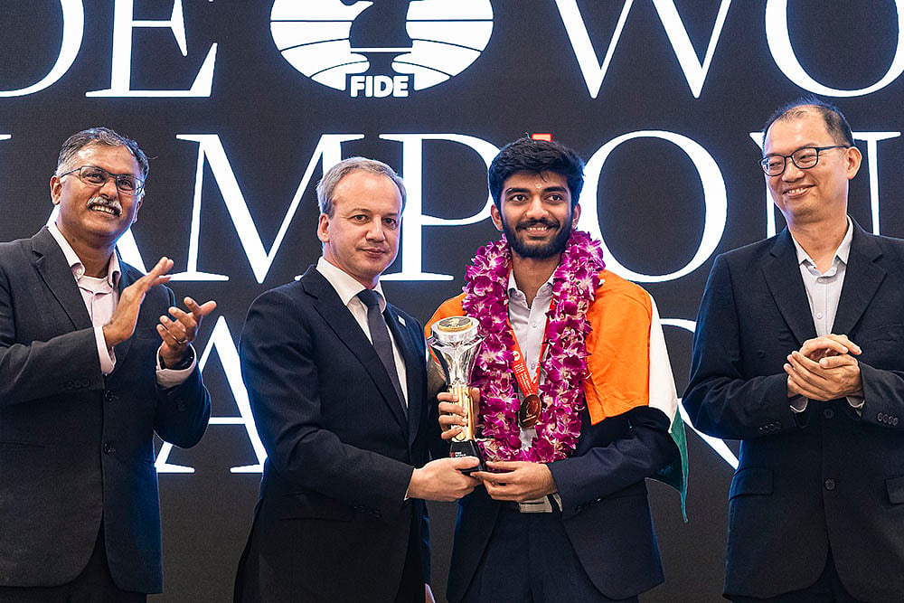 D Gukesh Lifts FIDE World Chess Championship Trophy photos: 2