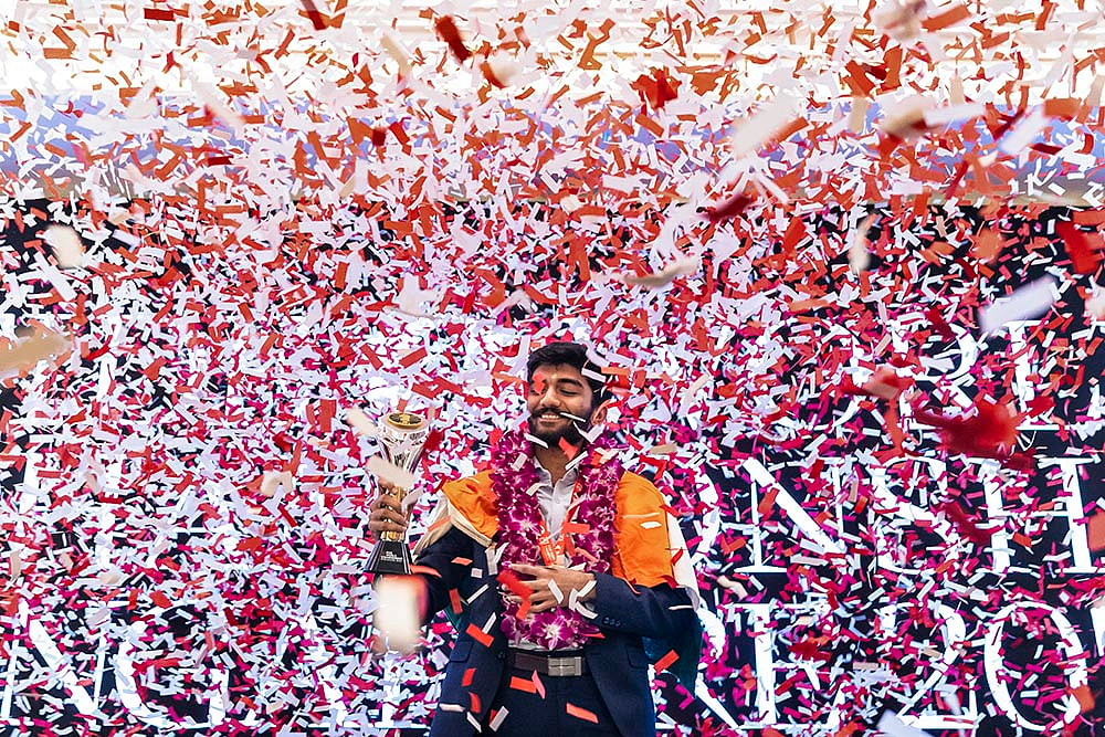 D Gukesh Lifts FIDE World Chess Championship Trophy photos: 5