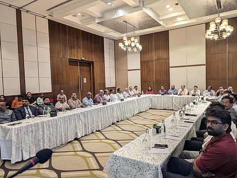 Minister Shri P Rajeeve with investors from the construction sector at the round table meeting, part of next year’s Invest Kerala Global Summit
