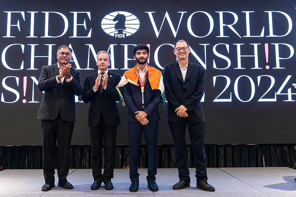 D Gukesh Lifts FIDE World Chess Championship Trophy photos: 4