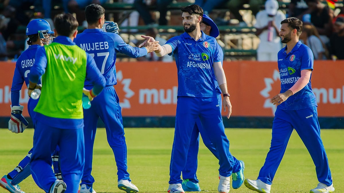 Afghanistan in action during the second T20I against Zimbabwe