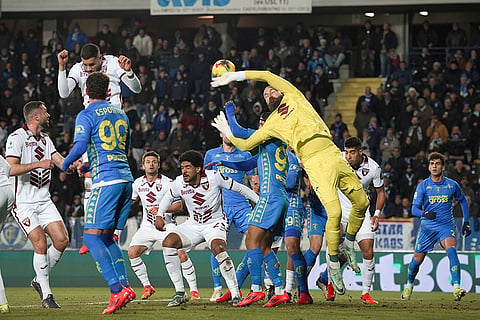 Serie A 2024-25: Torino's goalkeeper Vanja Milinkovic-Savic and Empoli's Youssef Maleh in action