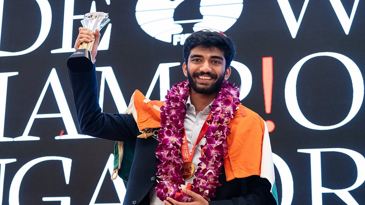 X/ @FIDE_chess : Gukesh with FIDE World Chess Championship trophy.
