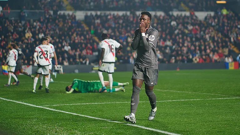 Vinicius Junior was unable to guide Real Madrid to victory versus Rayo Vallecano. - null