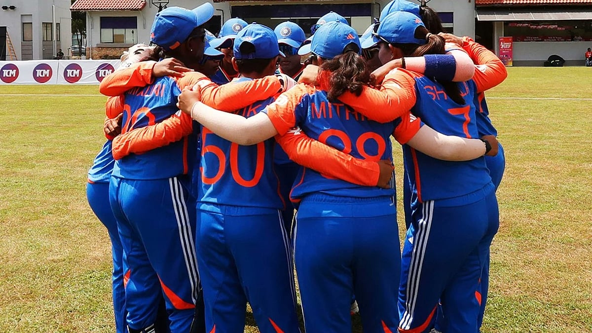 X/ACCMedia1 : The Indian U-19 Women's team in a huddle ahead of their match.