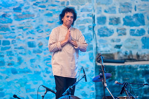 Zakir Hussain performs  during 53rd edition of Heineken Jazzaldia Festival