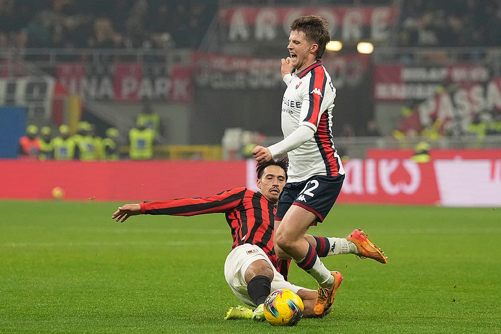 Italy Soccer Serie A football match AC Milan Vs Genoa photo gallery_ Tijjani Reijnders