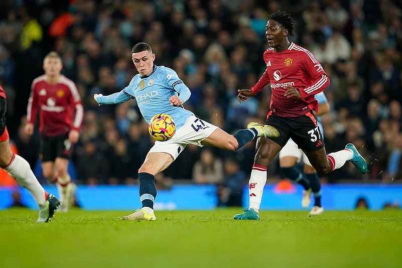 English Premier League Soccer Man City Vs Man United football match pics: Phil Foden