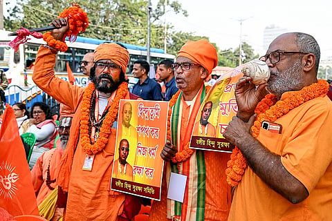 Protest against atrocities over Hindus in Bangladesh
