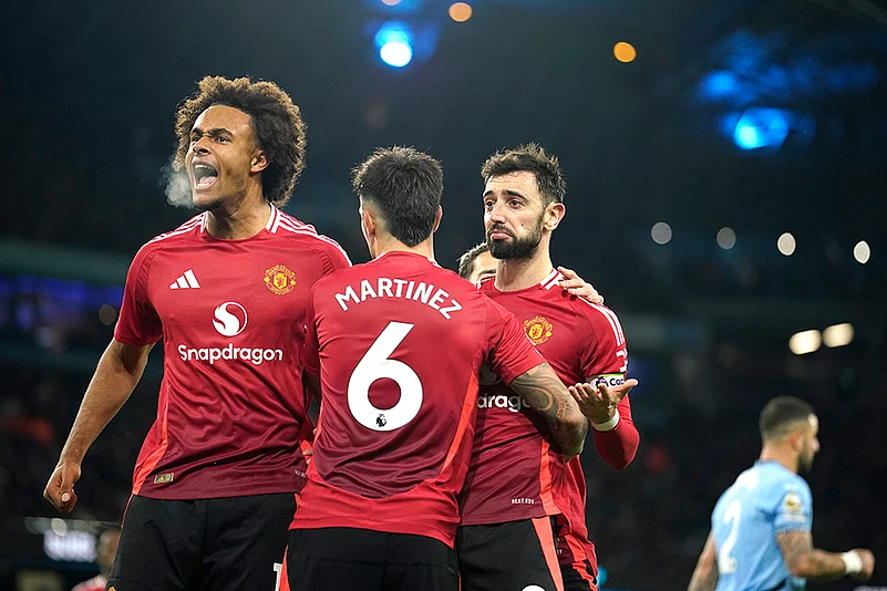 English Premier League Soccer Man City Vs Man United football match pics: Bruno Fernandes